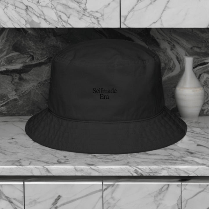 Era Embroidered Hat - Selfmade EraHatsSelfmade EraBlack Selfmade Era bucket hat on a marble kitchen counter, combining sleek design with trendy urban fashion appeal.
